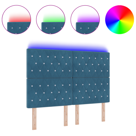 vidaXL Hoofdbord LED 72 cm fluweel donkerblauw afbeelding3 - 1