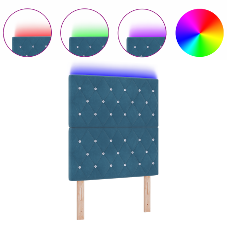 vidaXL Hoofdbord LED 80 cm fluweel donkerblauw afbeelding3 - 1