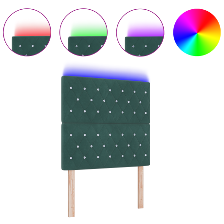 vidaXL Hoofdbord LED 90 cm fluweel donkergroen afbeelding3 - 1
