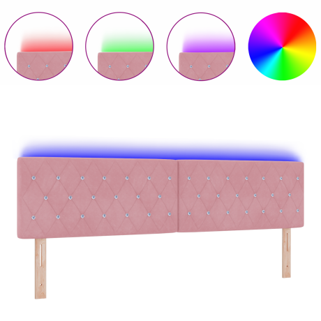 vidaXL Hoofdbord LED en kristallen knopen 90 cm fluweel roze afbeelding3 - 1