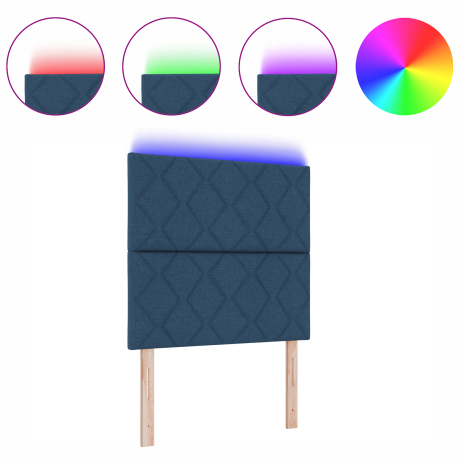 vidaXL Hoofdbord LED met ruitjes 100 cm stof blauw afbeelding3 - 1