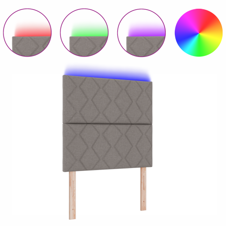 vidaXL Hoofdbord LED met ruitjes 100 cm stof taupe afbeelding3 - 1