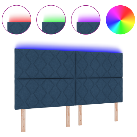 vidaXL Hoofdbord LED met ruitjes 180 cm stof blauw afbeelding3 - 1