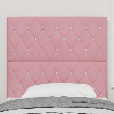 vidaXL Hoofdbord met kristallen knopen 90 cm fluweel roze afbeelding3 - 1