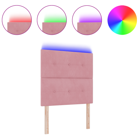 vidaXL Hoofdbord met LED 80 cm fluweel roze afbeelding3 - 1