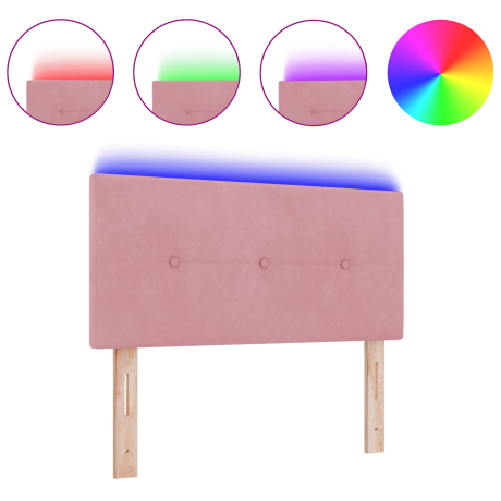 vidaXL Hoofdbord met LED en knopen 80 cm fluweel roze afbeelding3 - 1