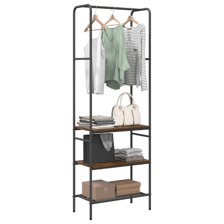 vidaXL Kledingrek met planken met plank Gerookt eiken 60 x 30 x 171 cm afbeelding3 - 1