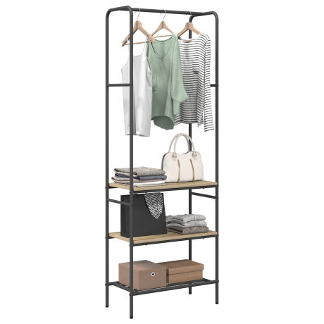 vidaXL Kledingrek met planken met plank Sonoma eiken 60 x 30 x 171 cm afbeelding3 - 1