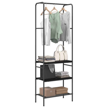 vidaXL Kledingrek met planken met plank Zwart eiken 60 x 30 x 171 cm afbeelding3 - 1