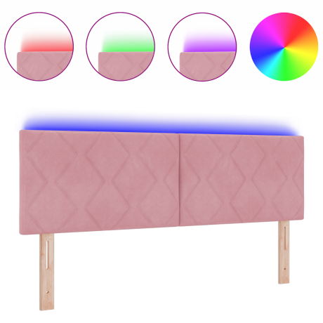 vidaXL LED Hoofdbord Diamante Blokken Roze 144 cm van Velours afbeelding3 - 1