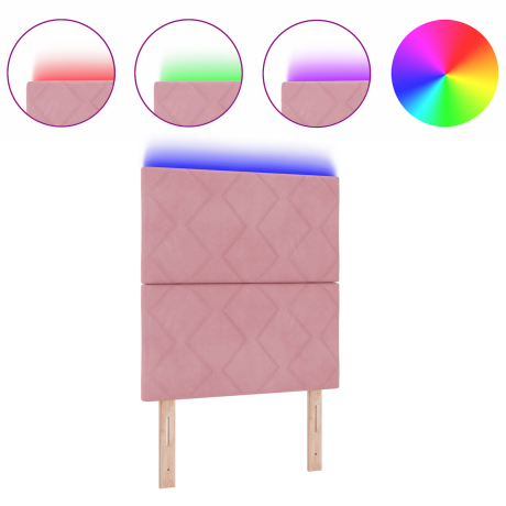 vidaXL LED Hoofdbord in Diamant Blokken Design Roze 80 cm van Fluweel afbeelding3 - 1