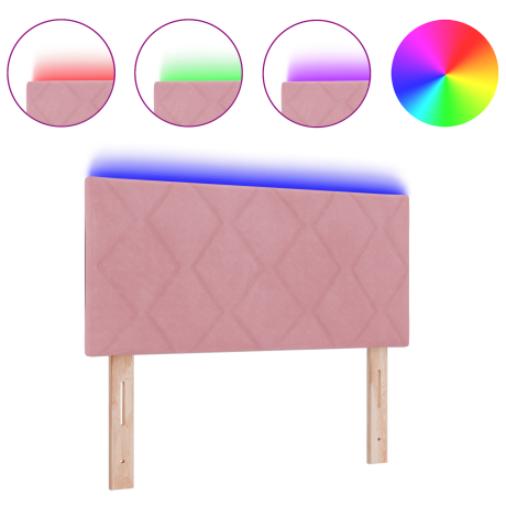 vidaXL LED Hoofdbord met Diamant Blokken in Roze 100 cm van Fluweel afbeelding3 - 1