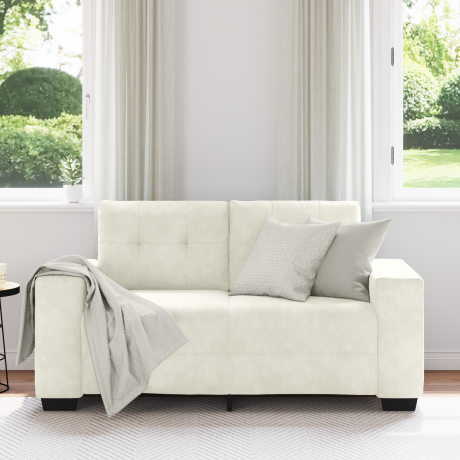 vidaXL Loveseat 120 cm fluweel crèmekleurig afbeelding3 - 1