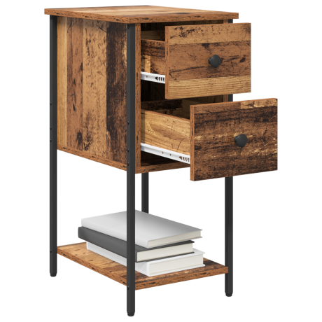 vidaXL Nachtkastje Oud hout 32 x 42 x 70 cm Ijzer en spaanderplaat afbeelding3 - 1