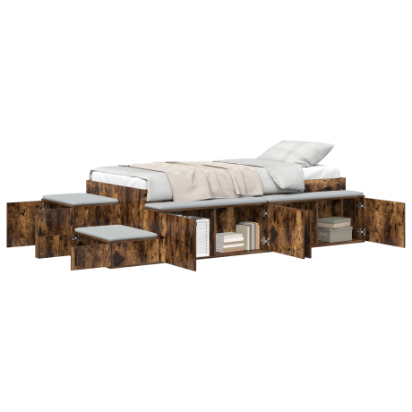 vidaXL Opbergbedframe Gerookt Eiken 90x200 cm afbeelding3 - 1