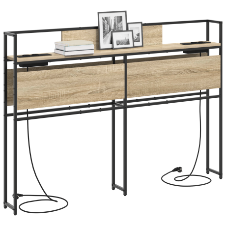 vidaXL Opberghoofdbord met hoofdeinde met opslag Sonoma eiken 120 cm Bewerkt hout afbeelding3 - 1