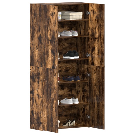 vidaXL Schoenenkast 80x35,5x180 cm bewerkt hout gerookt eikenkleurig afbeelding3 - 1