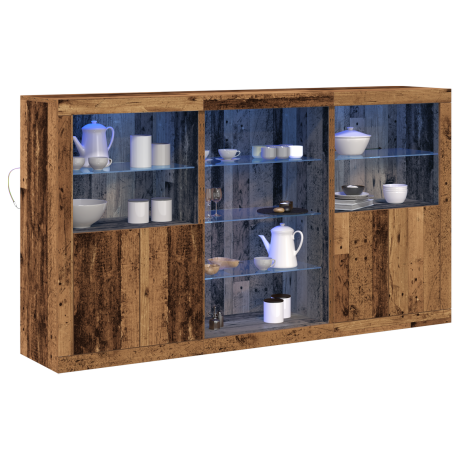 vidaXL Sideboard met LED Verlichting Oude Hout 181,5x37x100 cm Engineered Hout afbeelding3 - 1