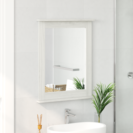 vidaXL Spiegel met spiegel Wit 55.5 x 5 x 70 cm Massief grenenhout afbeelding3 - 1