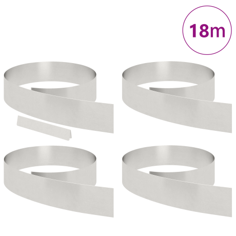 vidaXL Tuin Grasperkafwerking 4 pcs Zilver 450 x 15 cm Roestvrij staal afbeelding3 - 1