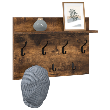 vidaXL Wandgemonteerde kapstok met plank Gerookt eiken 60 x 40 x 12 cm afbeelding3 - 1