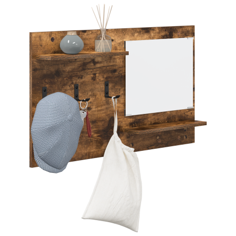 vidaXL Wandgemonteerde kapstok met plank Gerookt eiken 90 x 10 x 50 cm afbeelding3 - 1