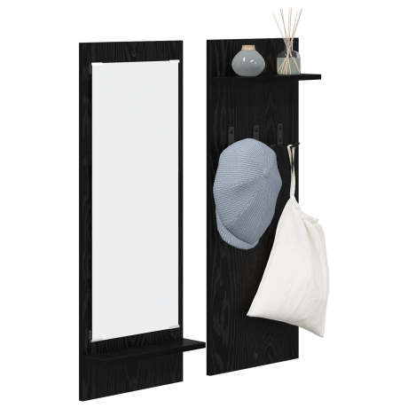 vidaXL Wandgemonteerde kapstok met plank met opslag met spiegel Zwart eiken 70 x 10 x 90 cm afbeelding3 - 1