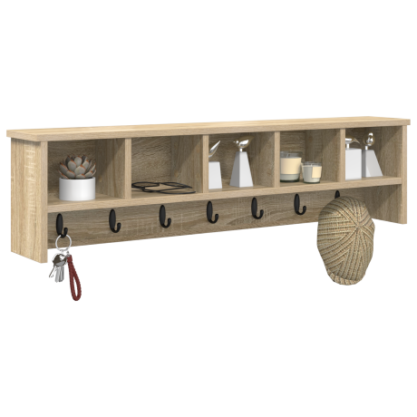 vidaXL Wandgemonteerde kapstok met plank Sonoma eiken 100 x 16 x 26 cm afbeelding3 - 1