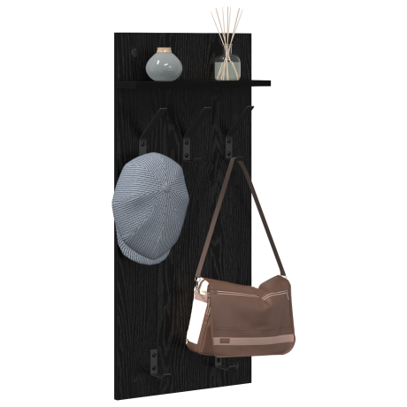 vidaXL Wandgemonteerde kapstok met plank Zwart eiken 90 x 40 x 10 cm afbeelding3 - 1