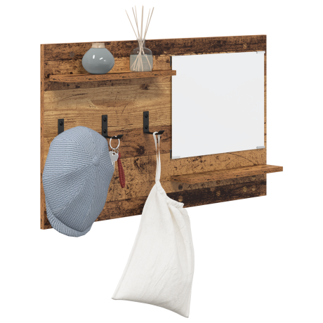vidaXL Wandgemonteerde kapstok Oude hout 90 x 10 x 50 cm Bewerkt hout afbeelding3 - 1