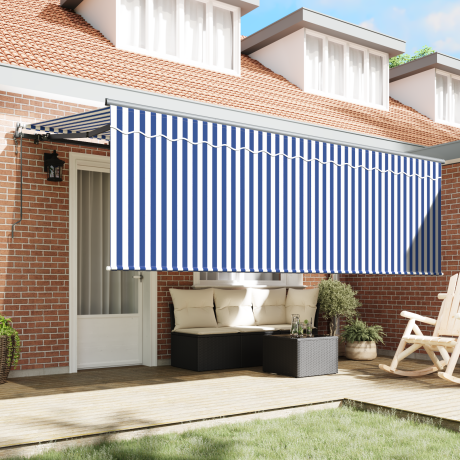 vidaXL Zonnescherm met Screen Crème 350 x 200 x 120 cm Stof, Metaal afbeelding3 - 1