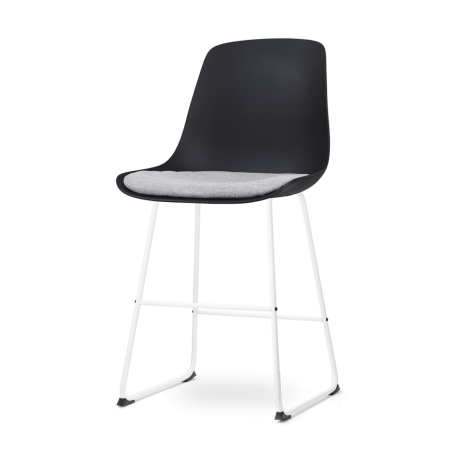 Nino-Liv barkruk zwart met lichtgrijs zitkussen - wit onderstel - 65 cm