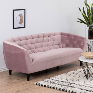 Bendt Bank 'Loes' 3-zits, Velvet, kleur roze