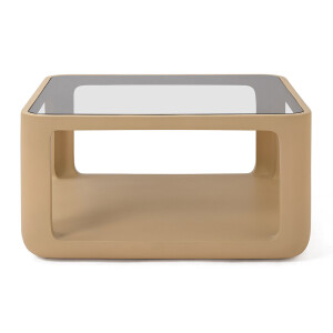 Jesper Home Salontafel 'Yobeko' Mudstone textuur en glas, 80 x 80cm