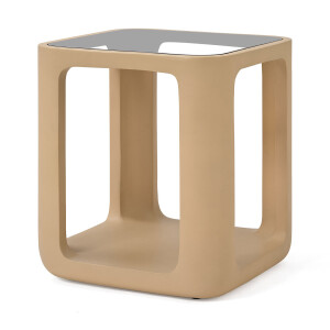 Jesper Home Bijzettafel 'Yobeko' Mudstone textuur en glas, 48cm