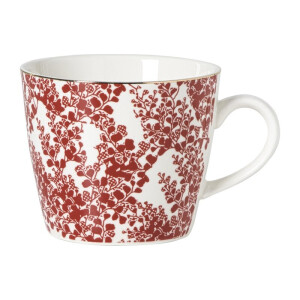 Mok Mirna blaadjes - rood/wit - 360 ml