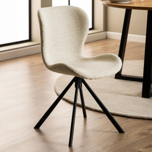 Bendt Draaibare Eetkamerstoel 'Olle' Bouclé, kleur Crème