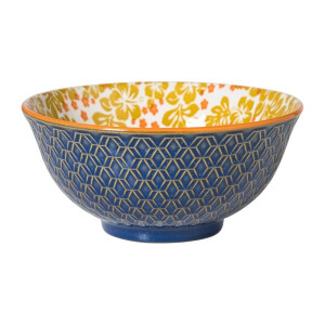 Schaaltje Anouk groot - blauw/geel - ø15.5x7 cm