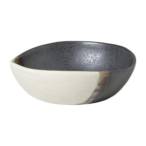 Diep bord cortado - beige/zwart - ø18x5.8 cm