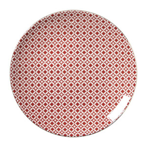 Ontbijtbord Mirna bloem - rood/wit - ø22x2 cm