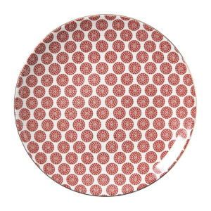 Ontbijtbord Mirna ruit - rood/wit - ø22x2 cm