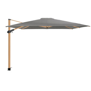 Zweefparasol Siesta premium 4 Seasons 300x300cm woodlook   (charcoal)