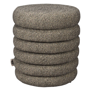 Dutchbone Poef 'Fern' Bouclé, kleur Zwart