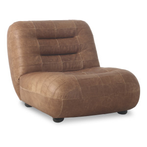 Dutchbone Fauteuil 'Wyatt' Wax Leder, kleur Cognac