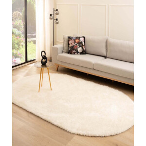 Ovaal hoogpolig vloerkleed velvet - Posh wit 240x340 cm