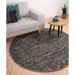Rond wollen vloerkleed Lett - grijs/bruin 160 cm