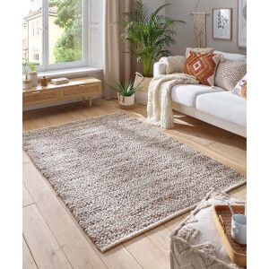 Wollen vloerkleed - Ursule bruin/grijs 70x130 cm
