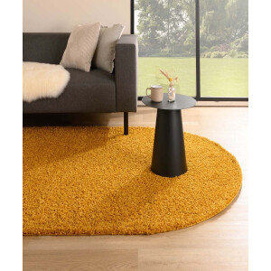Ovaal hoogpolig vloerkleed shaggy Trend effen - okergeel 120x180 cm