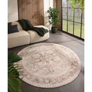 Rond Vintage buitenkleed - Valenca Fino lichtgrijs/beige 200 cm