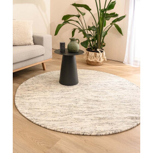 Rond wollen vloerkleed - Ulstein wit/zwart 150 cm